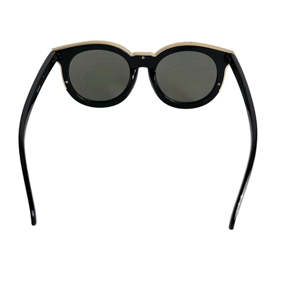 SUNGLASSES SUN GLASSES Shades Round Plastic Arrow Gold Toned Trim Vacation Beach - Picture 8 of 16